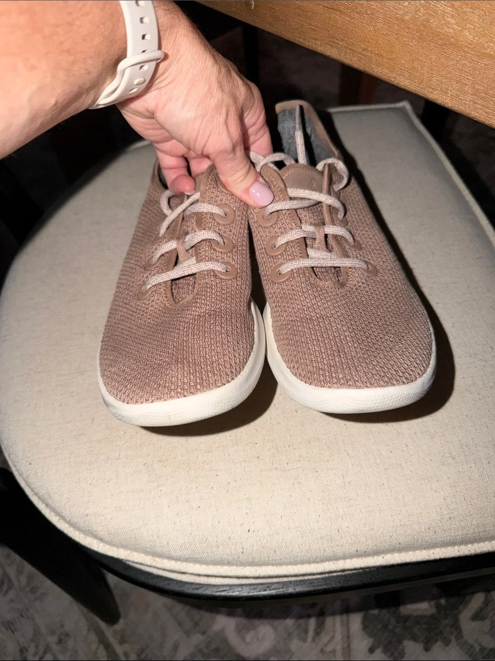 Allbirds Tree Runners Women's Knit Lace-Up Sneaker in Weathered Brown Comfort